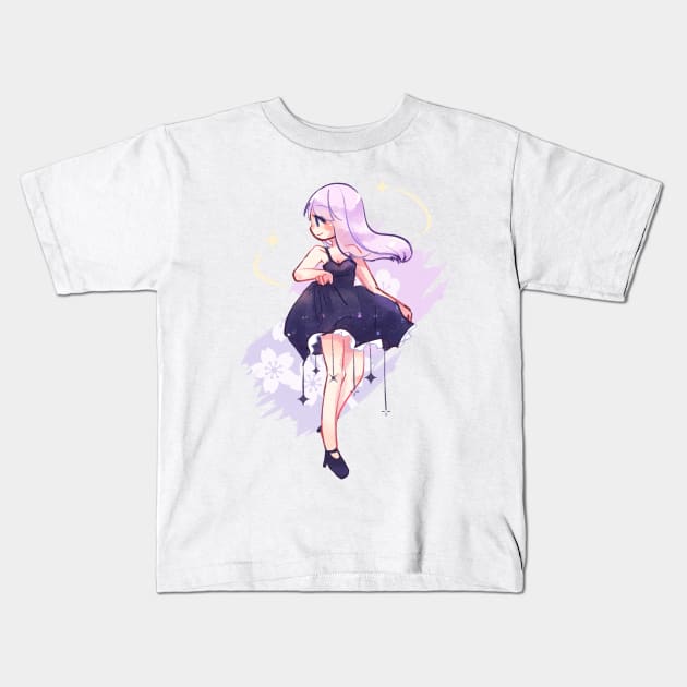 Starry aesthetic kawaii anime girl Kids T-Shirt by mushopea